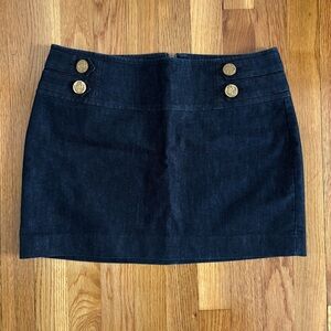 Blue Denim Skirt with Gold Buttons